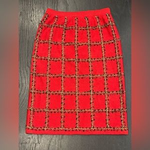 Alnoral Red Santana Knit Skirt Rayon Wool Blend Small